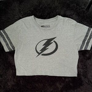Gray Tampa Bay Lightning Bolt Crop Top